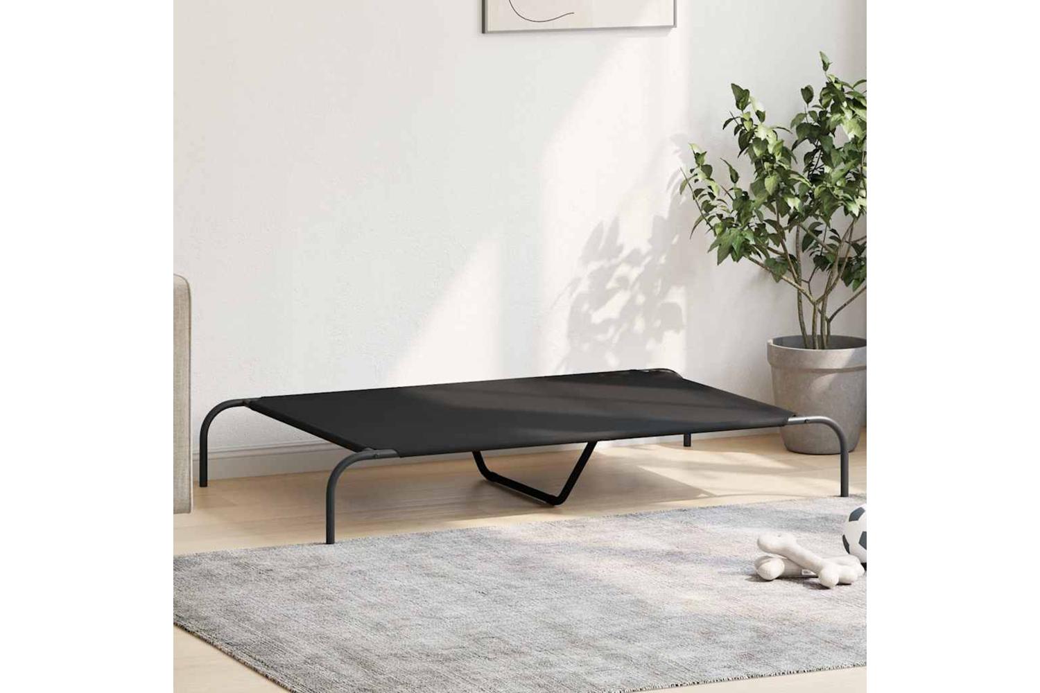 Elevated Dog Bed Black 130x80x20 Cm Oxford Fabric And Steel-3