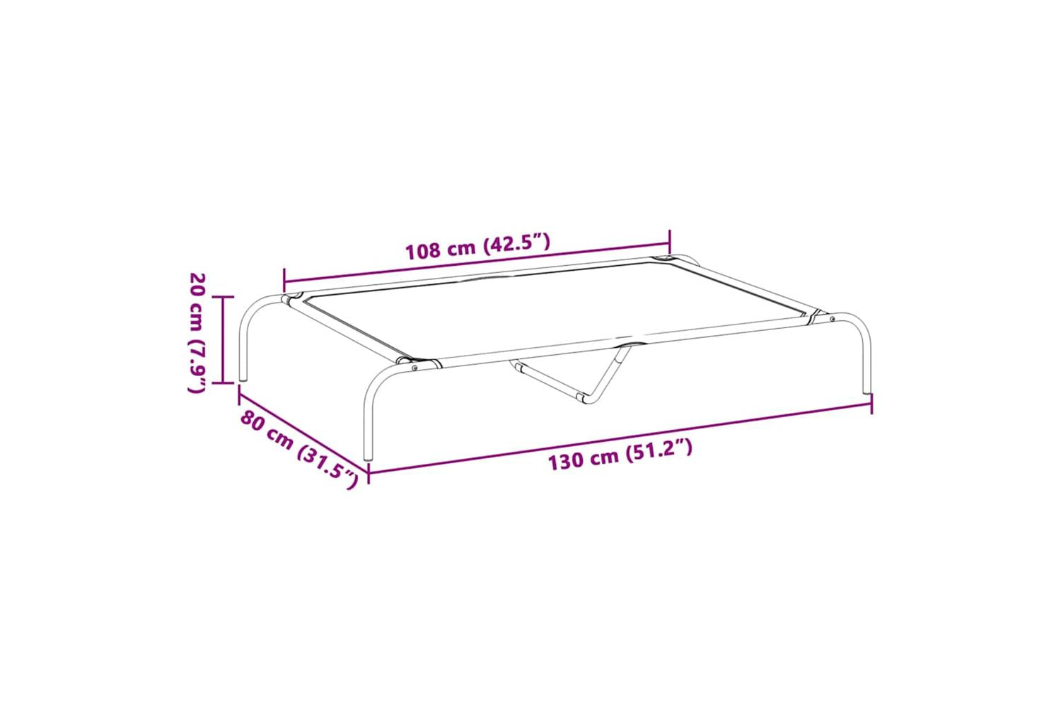 Elevated Dog Bed Black 130x80x20 Cm Oxford Fabric And Steel-8