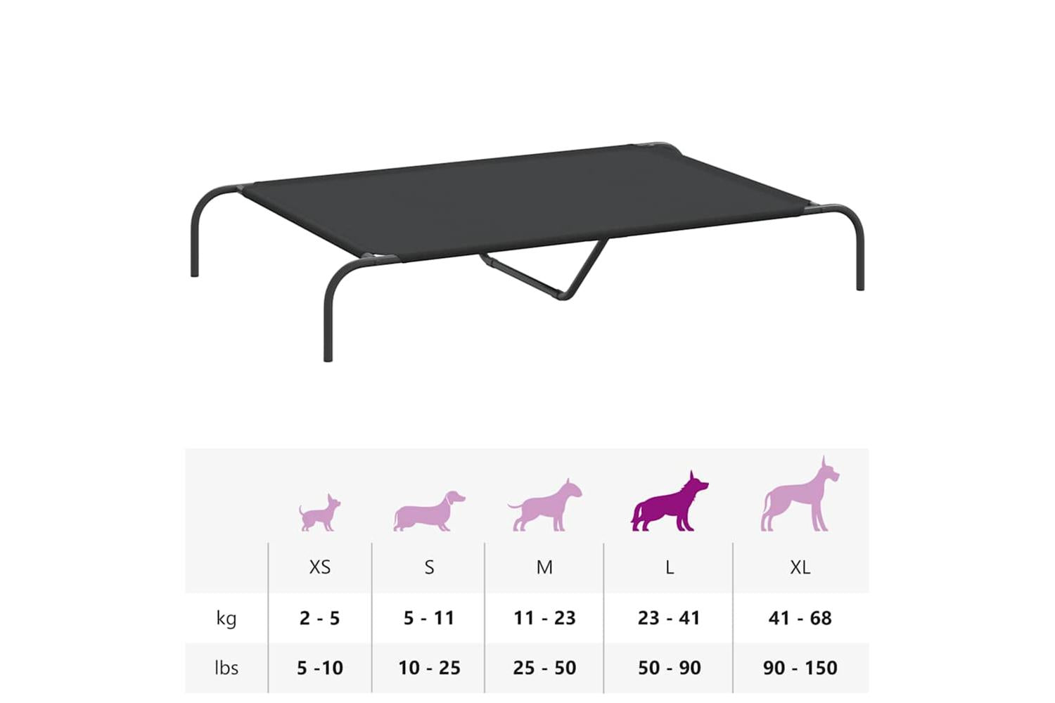 Elevated Dog Bed Black 130x80x20 Cm Oxford Fabric And Steel-9