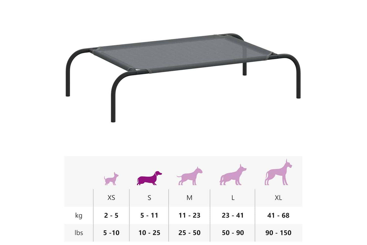 Elevated Dog Bed Grey 90x50x20 Cm Textilene And Steel-9