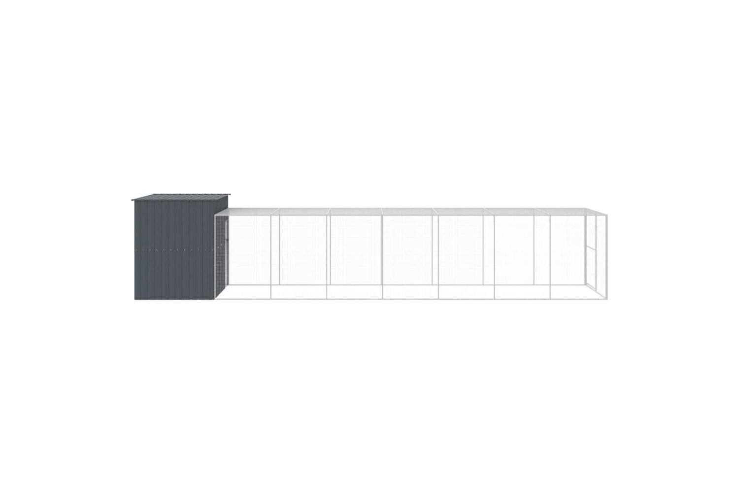 Dog House With Run Anthracite 214x865x181 Cm Galvanised Steel-4