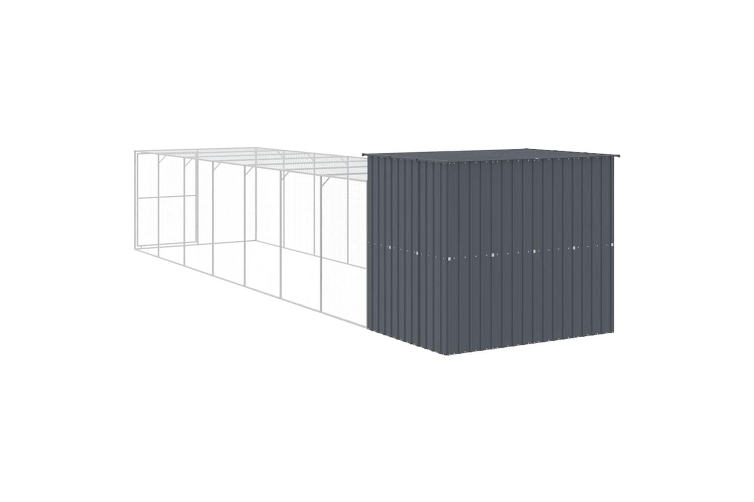 Dog House With Run Anthracite 214x865x181 Cm Galvanised Steel-5