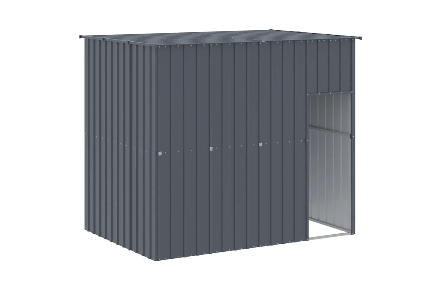 Dog House With Run Anthracite 214x865x181 Cm Galvanised Steel-6