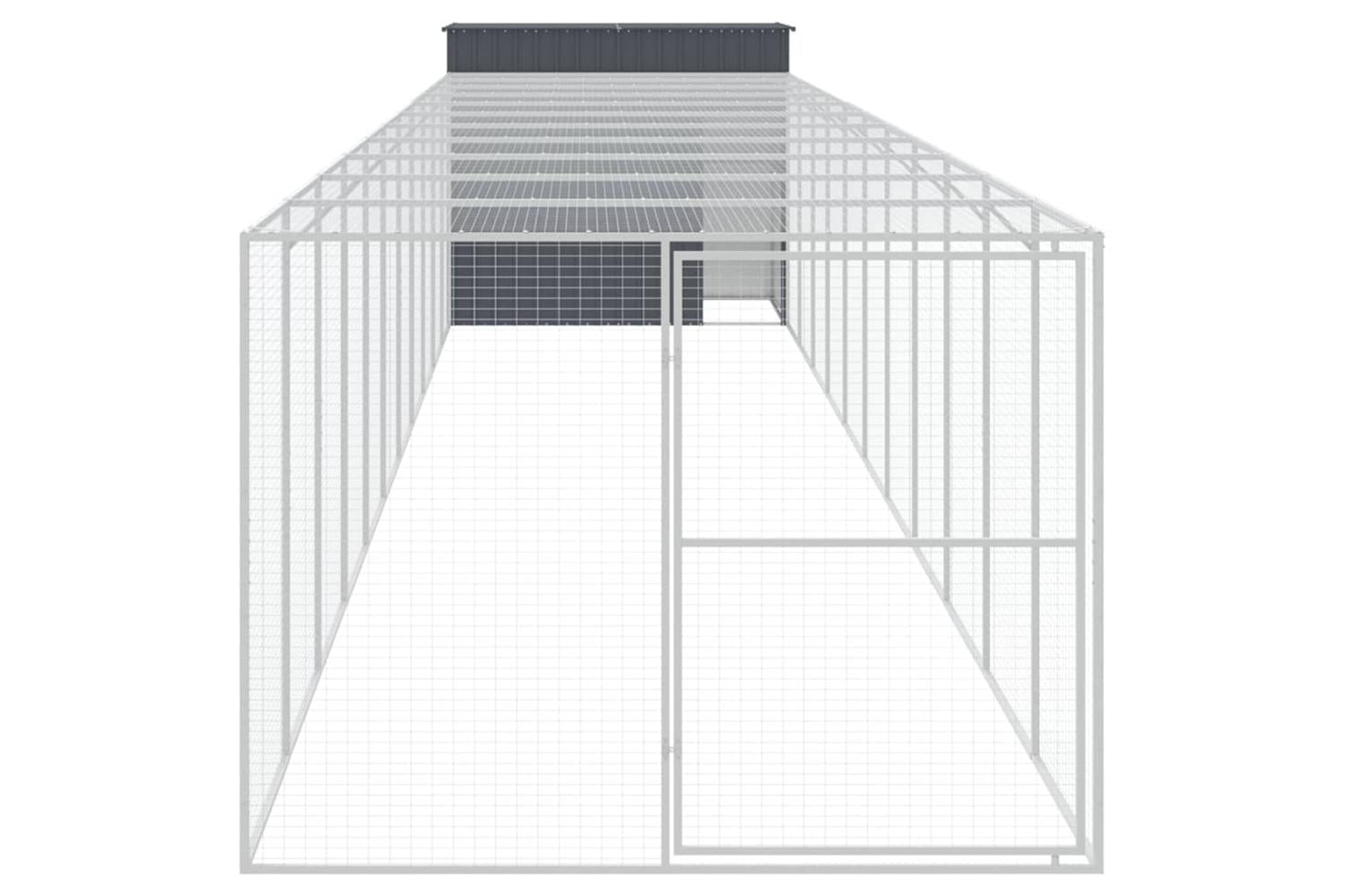 Dog House With Run Anthracite 214x1273x181 Cm Galvanised Steel-3