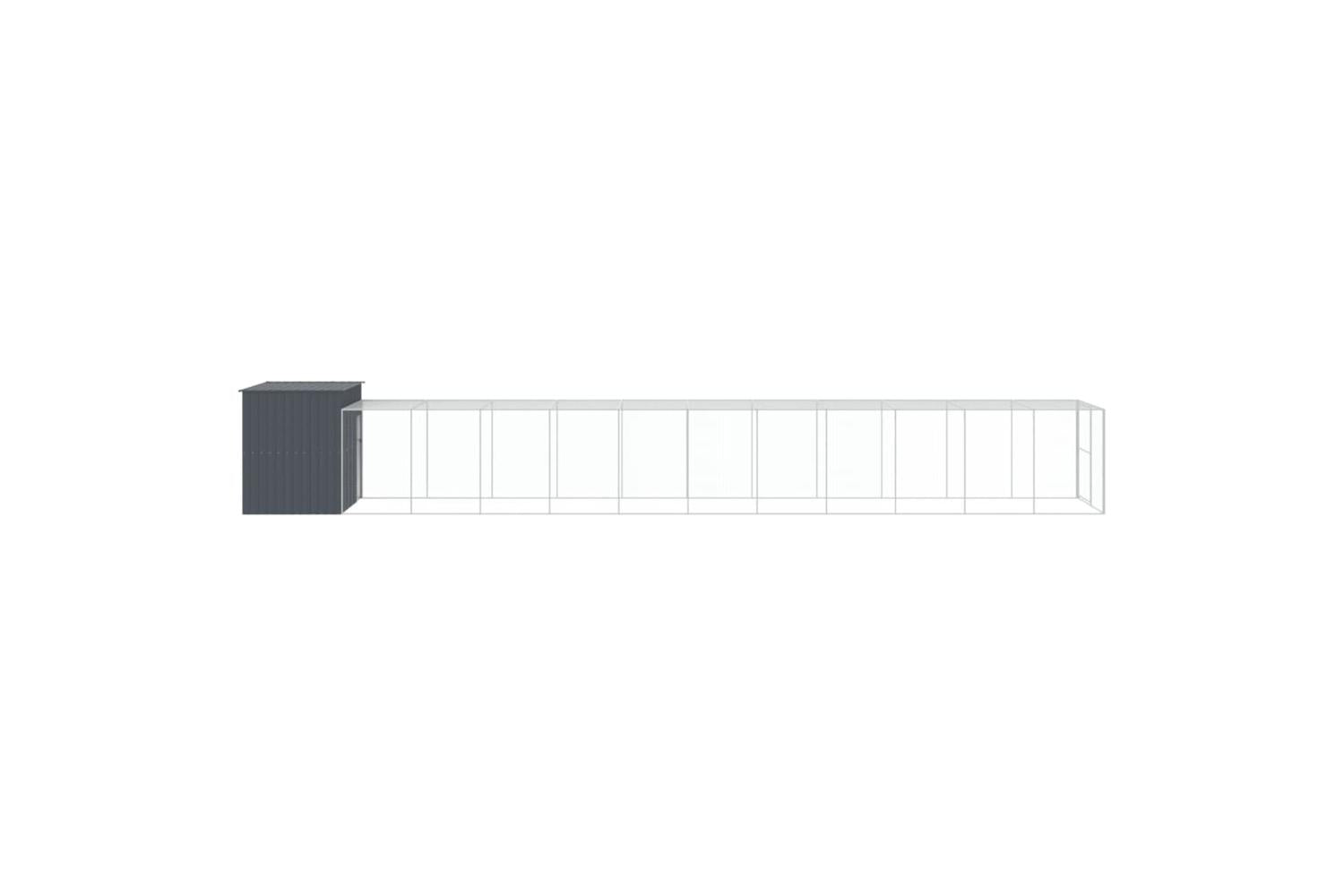 Dog House With Run Anthracite 214x1273x181 Cm Galvanised Steel-4