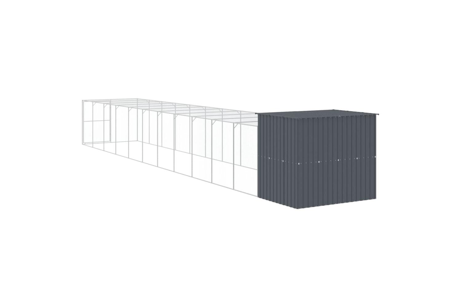 Dog House With Run Anthracite 214x1273x181 Cm Galvanised Steel-5