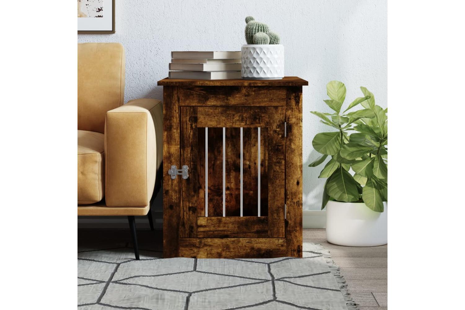Dog Crate Furniture Smoked Oak 55x75x65 Cm Engineered Wood-3