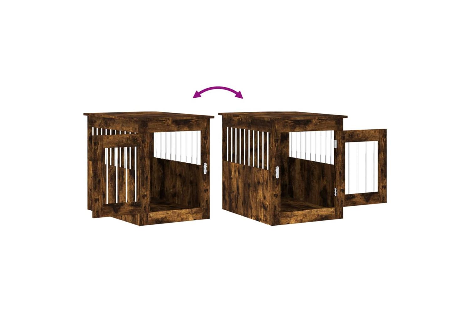 Dog Crate Furniture Smoked Oak 55x75x65 Cm Engineered Wood-10