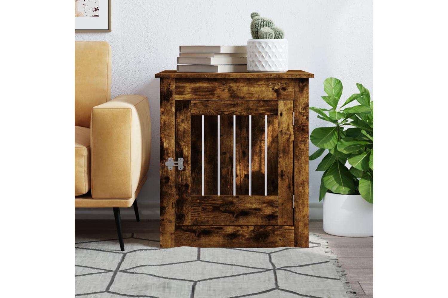 Dog Crate Furniture Smoked Oak 645x80x71 Cm Engineered Wood-3