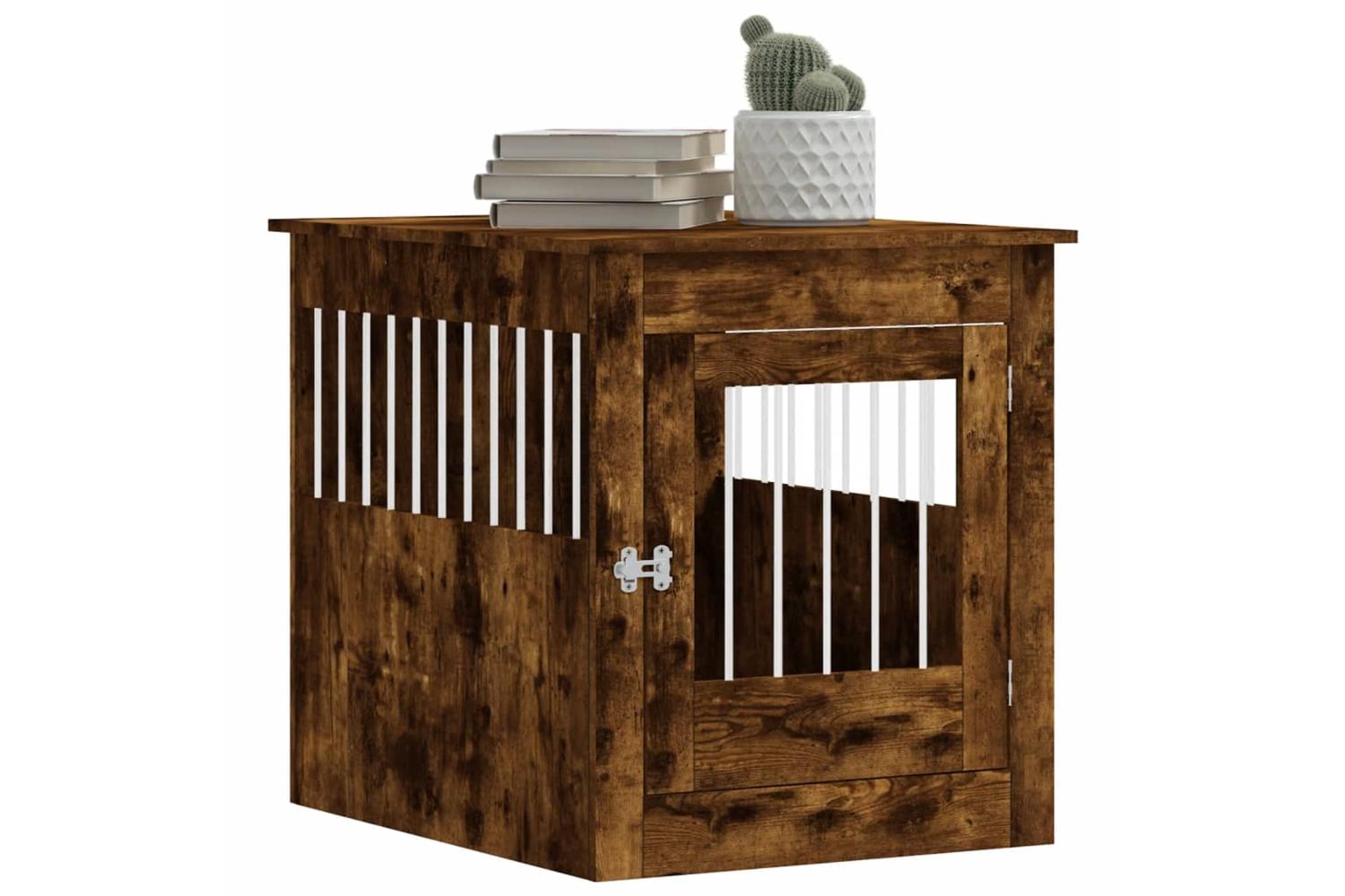 Dog Crate Furniture Smoked Oak 645x80x71 Cm Engineered Wood-4