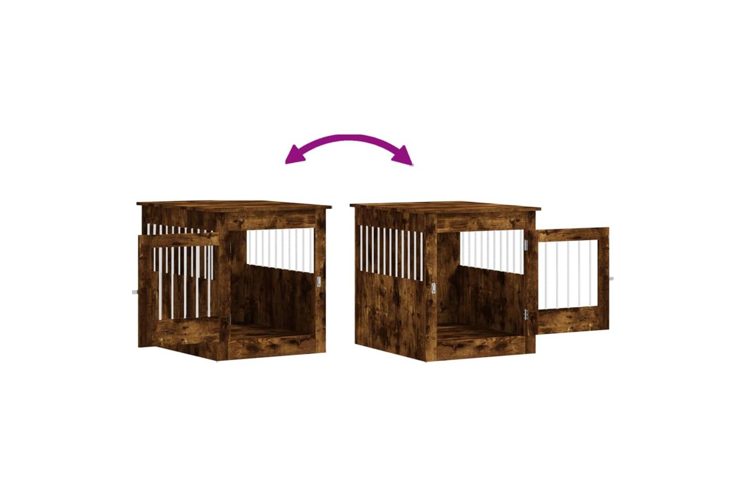Dog Crate Furniture Smoked Oak 645x80x71 Cm Engineered Wood-10