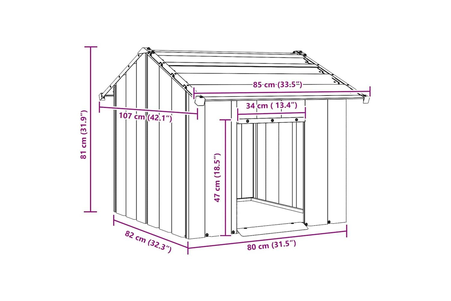Dog House With Roof 85x107x81 Cm Galvanised Steel-7