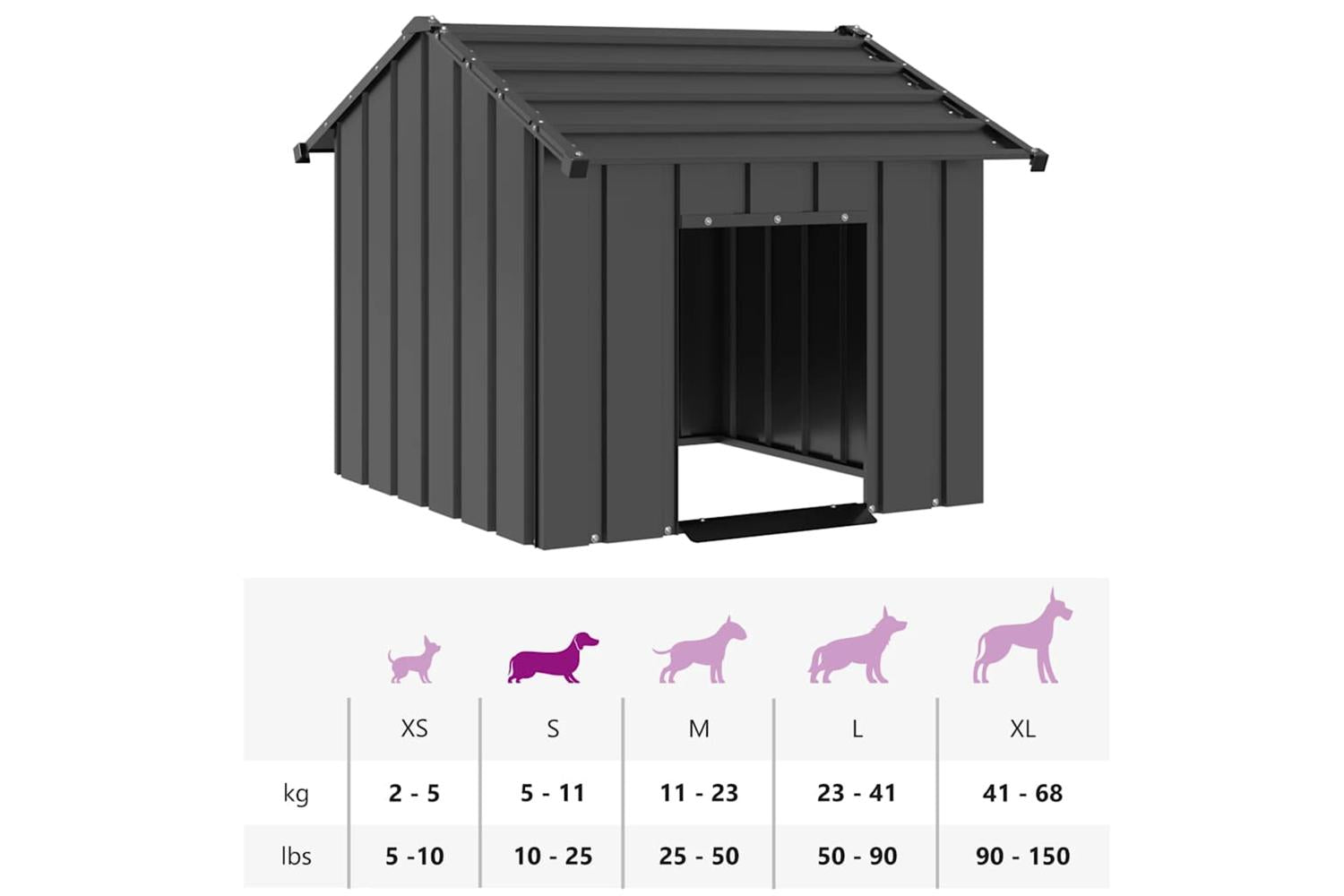 Dog House With Roof 85x107x81 Cm Galvanised Steel-8
