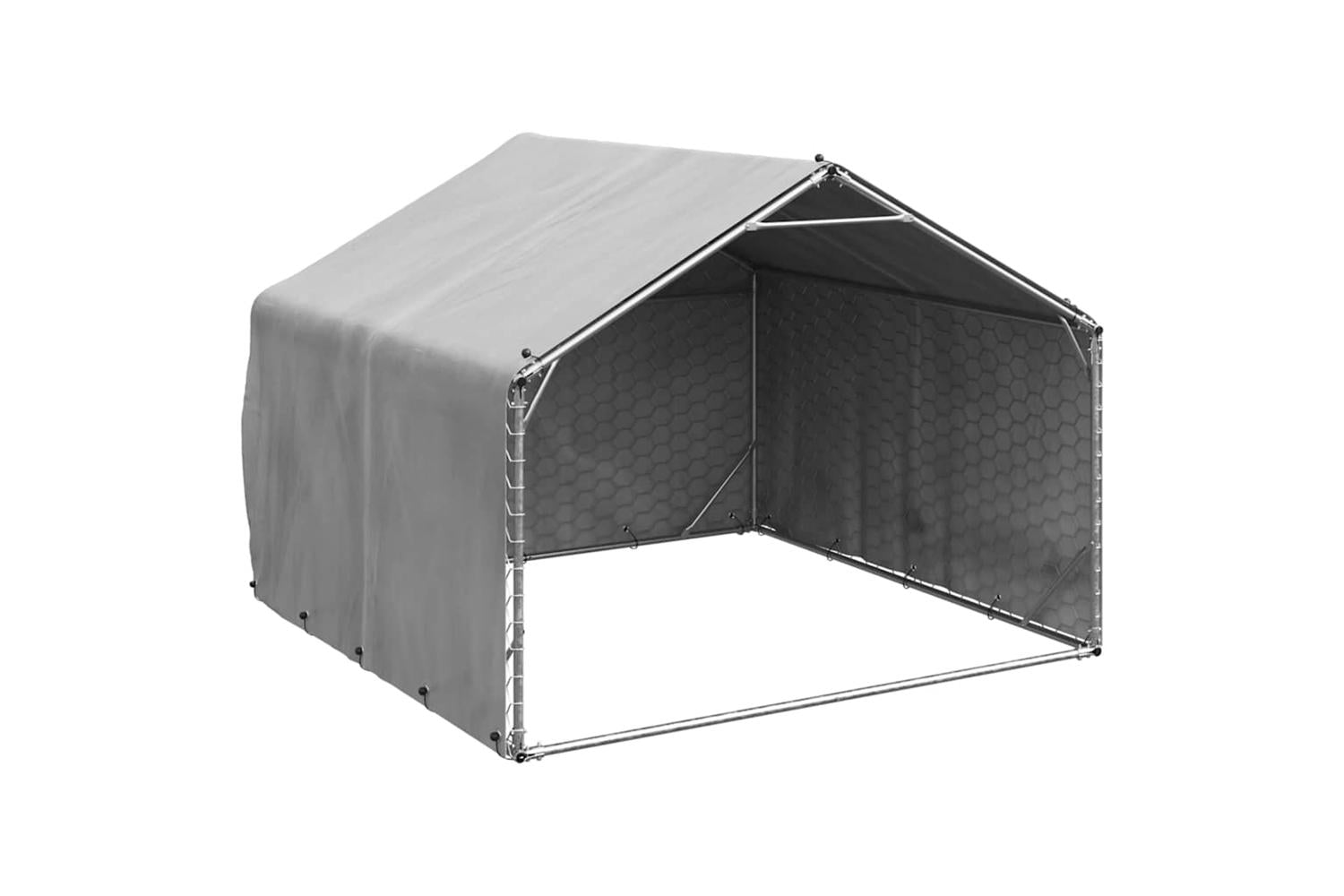 Outdoor Dog Kennel With Cover 2x2x15 M Galvanised Steel