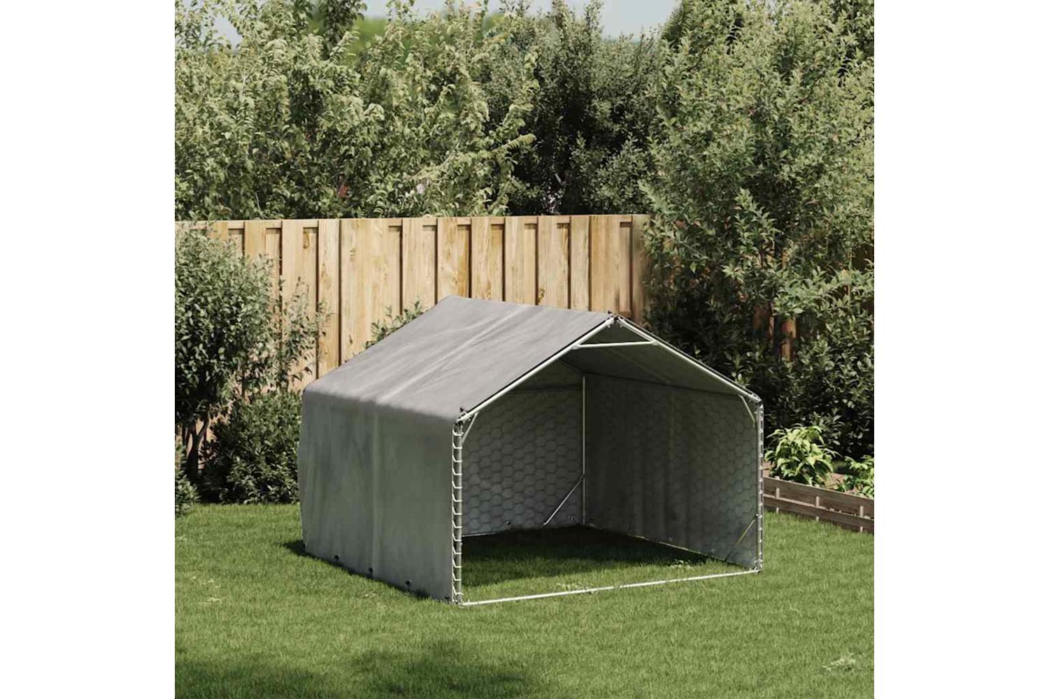 Outdoor Dog Kennel With Cover 2x2x15 M Galvanised Steel-2
