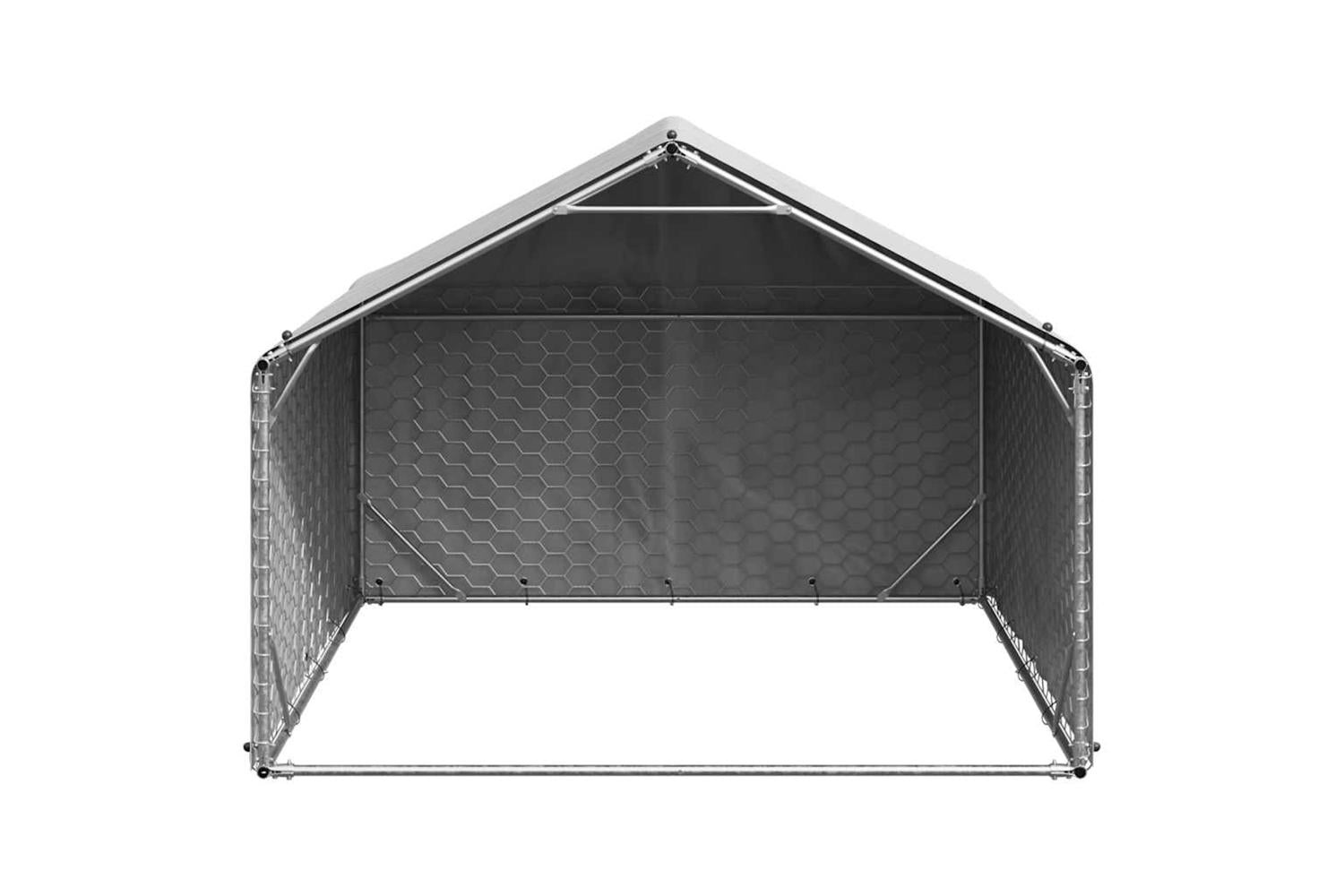 Outdoor Dog Kennel With Cover 2x2x15 M Galvanised Steel-3
