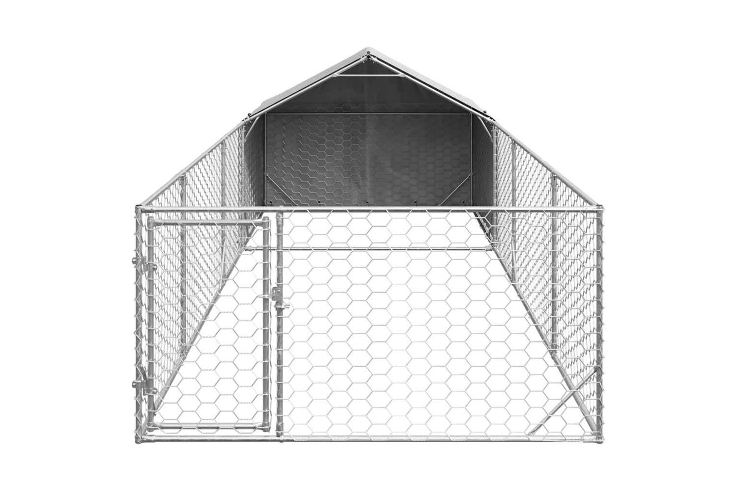 Outdoor Dog Kennel With Run 6x2x15 M Galvanised Steel-3