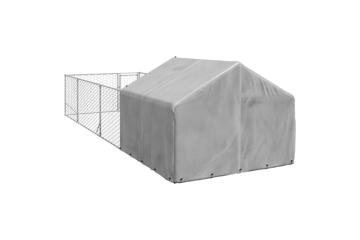 Outdoor Dog Kennel With Run 6x2x15 M Galvanised Steel-5