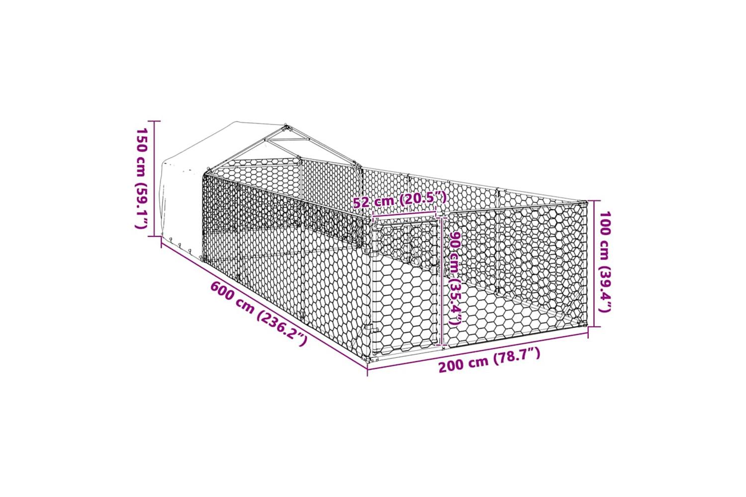 Outdoor Dog Kennel With Run 6x2x15 M Galvanised Steel-8
