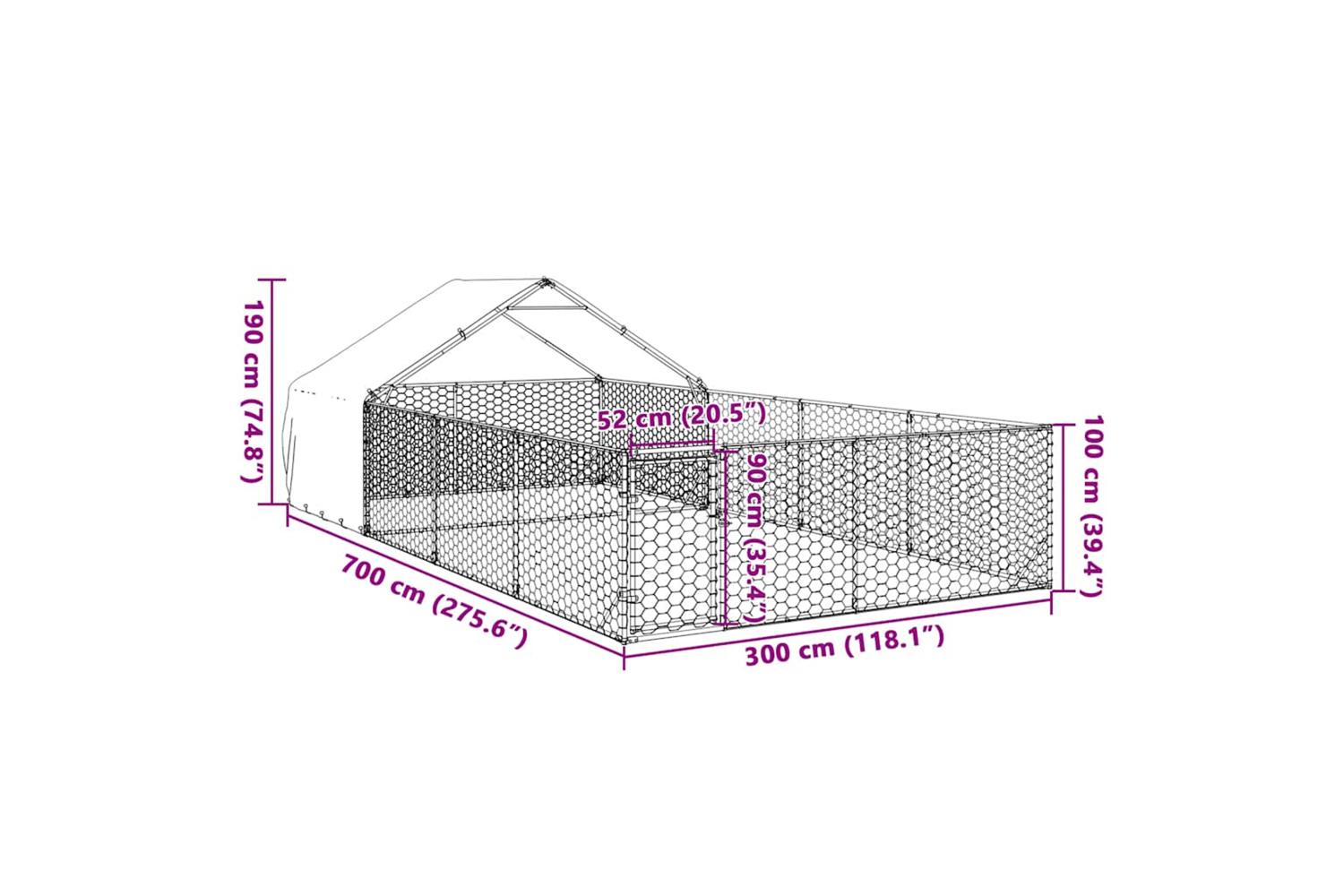 Outdoor Dog Kennel With Run 7x3x19 M Galvanised Steel-8