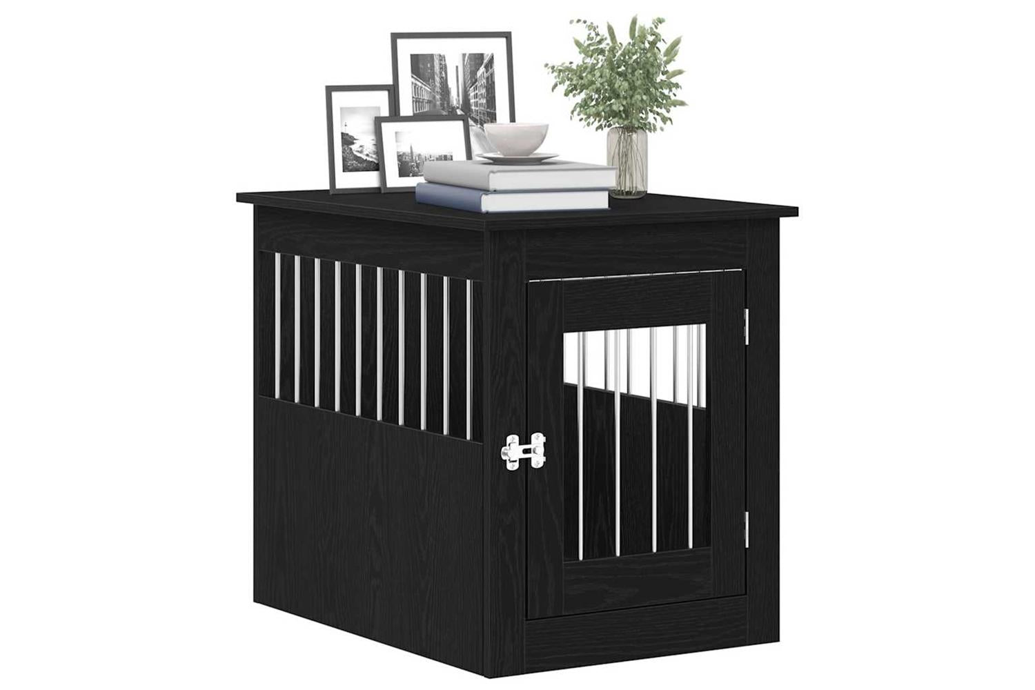 Dog Crate Furniture Black Oak 55x75x65 Cm Engineered Wood-4