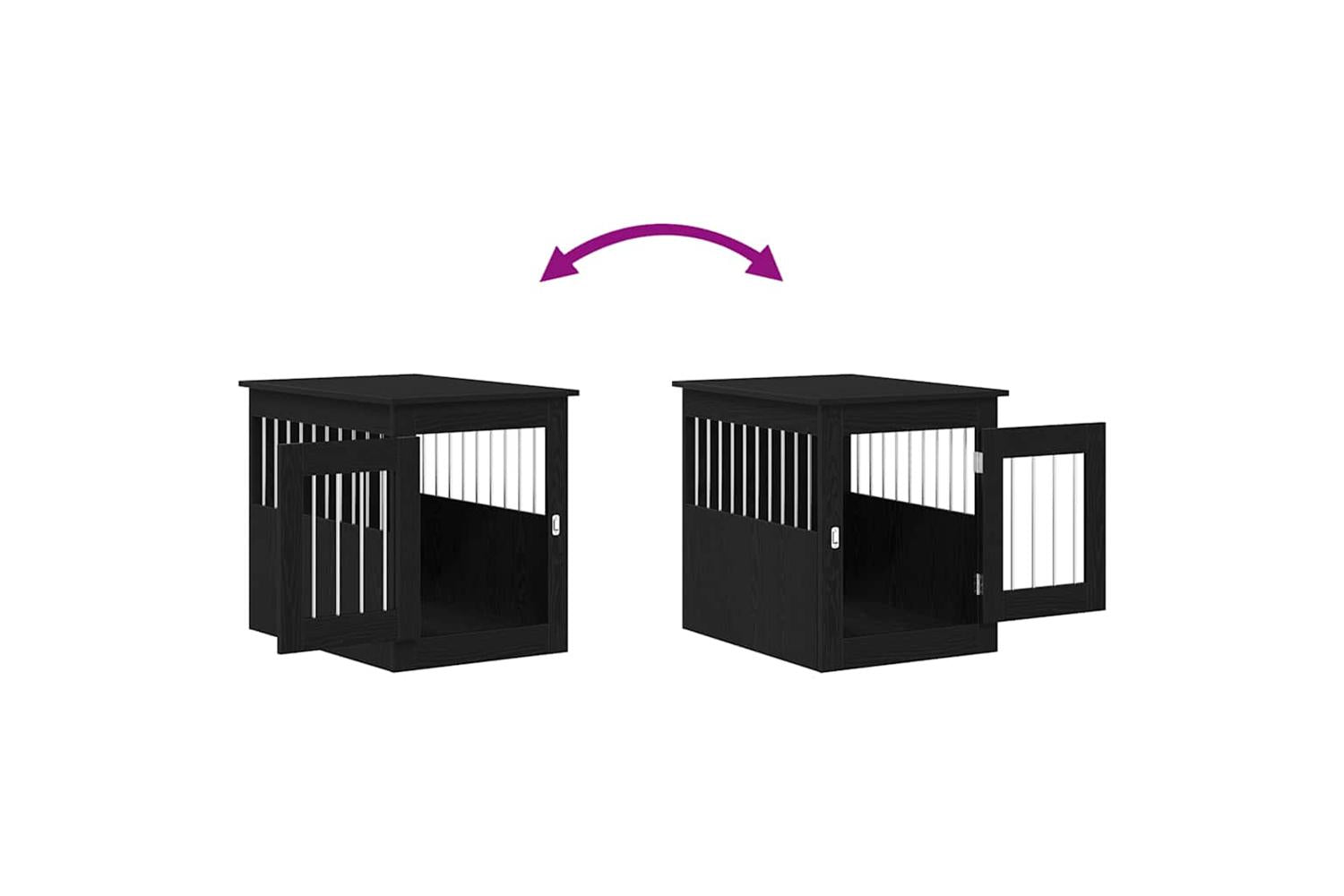 Dog Crate Furniture Black Oak 55x75x65 Cm Engineered Wood-9