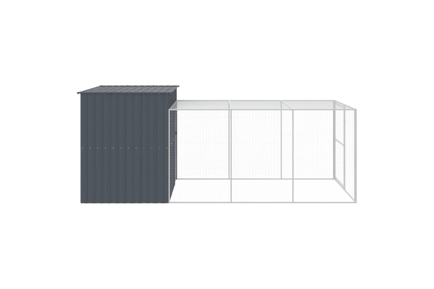 Dog House With Run Anthracite 214x457x181 Cm Galvanised Steel-4