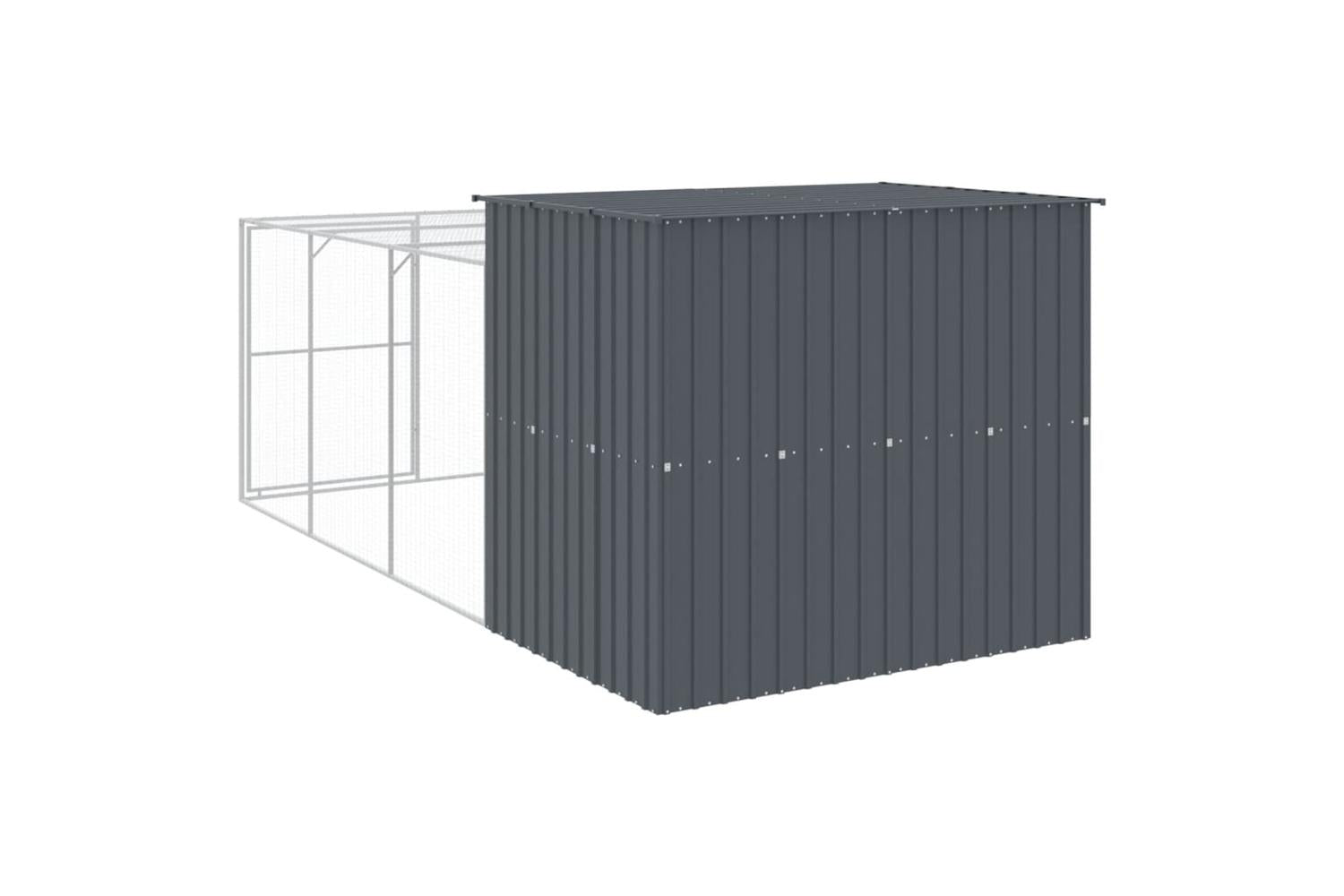 Dog House With Run Anthracite 214x457x181 Cm Galvanised Steel-5