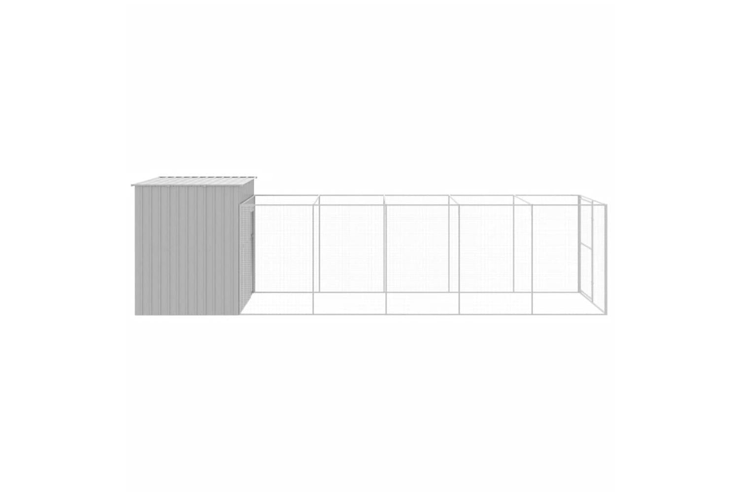 Dog House With Run Light Grey 214x661x181 Cm Galvanised Steel-4