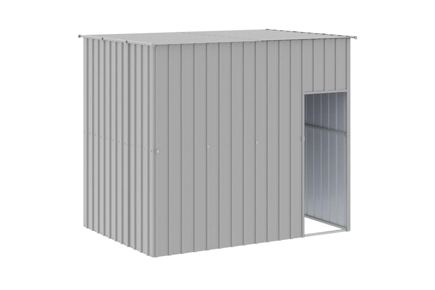 Dog House With Run Light Grey 214x661x181 Cm Galvanised Steel-6