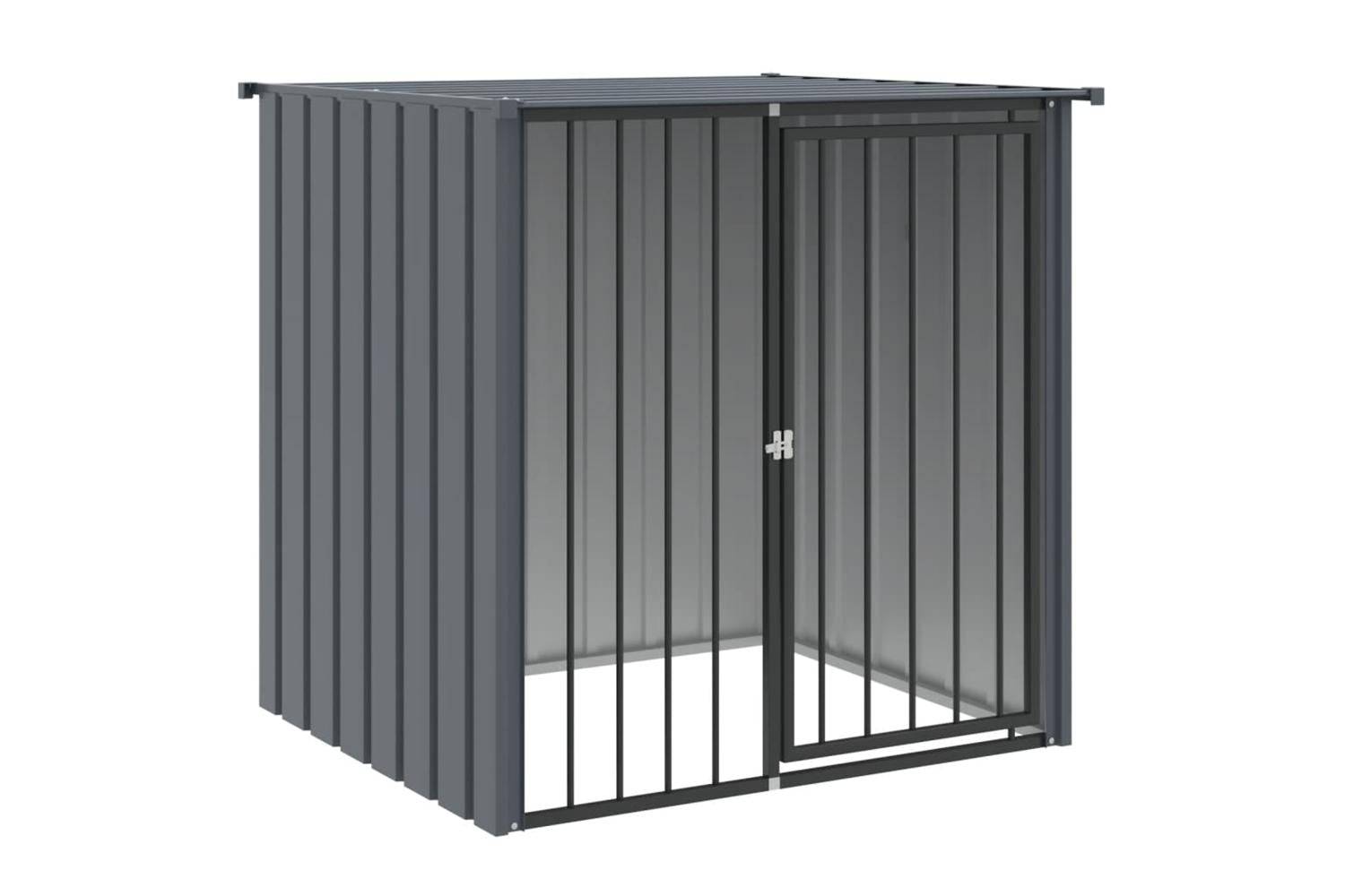 Dog House With Roof Black 110x103x109 Cm Galvanised Steel-2