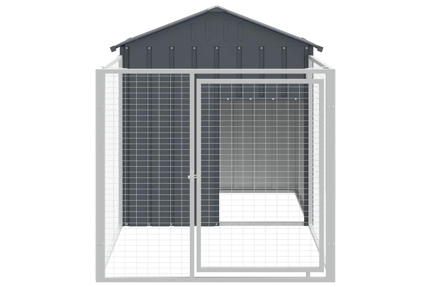 Dog House With Run Anthracite 117x201x123 Cm Galvanised Steel-3