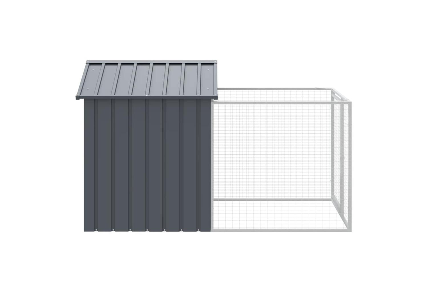 Dog House With Run Anthracite 117x201x123 Cm Galvanised Steel-4