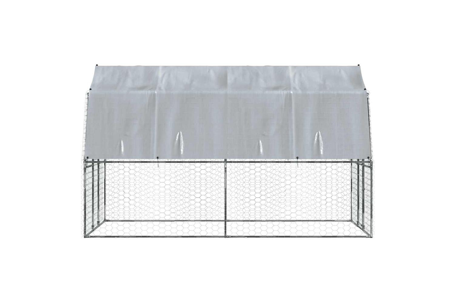 Dog Cage With Roof And Door Silver Galvanised Steel-5