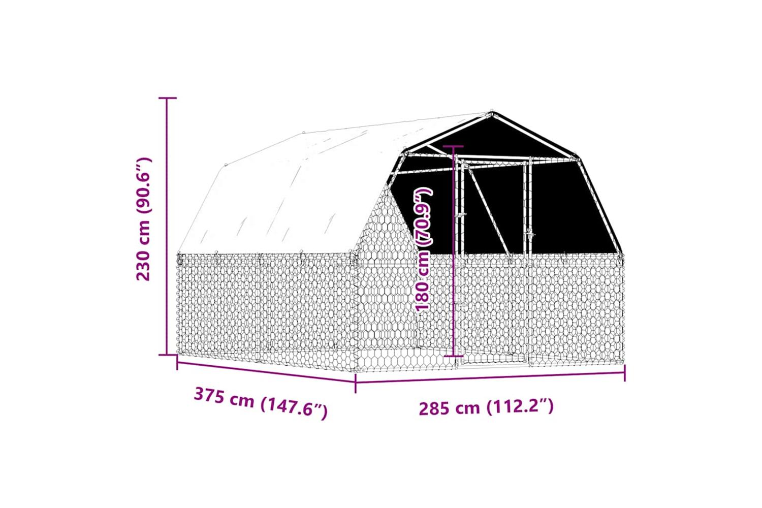 Dog Cage With Roof And Door Silver Galvanised Steel-8