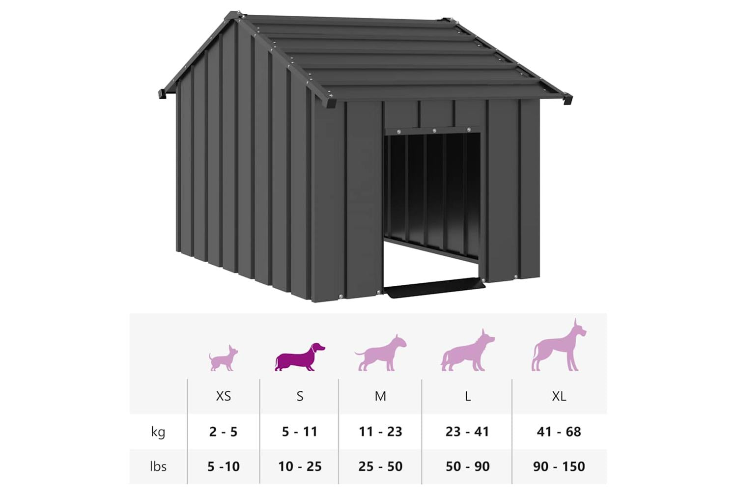 Dog House With Roof 83x130x85 Cm Galvanised Steel-8