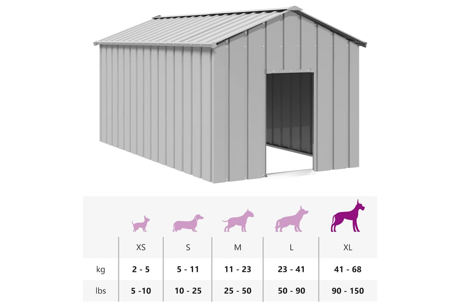 Dog House With Roof 114x202x101 Cm Galvanised Steel-8
