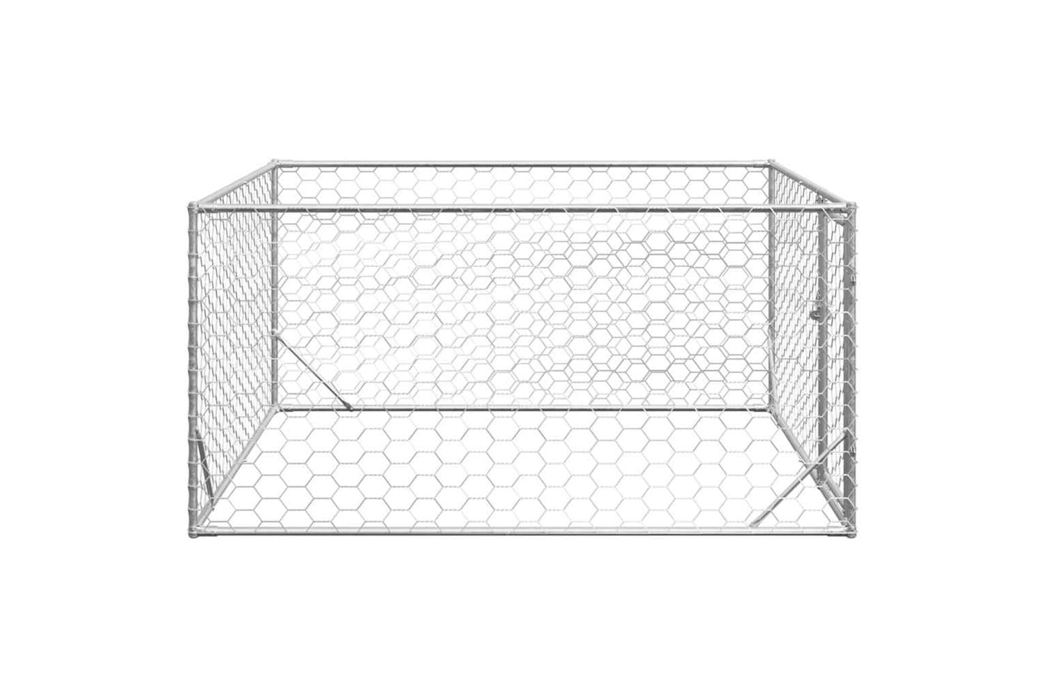 Outdoor Dog Kennel With Door 2x2x1 M Galvanised Steel-4