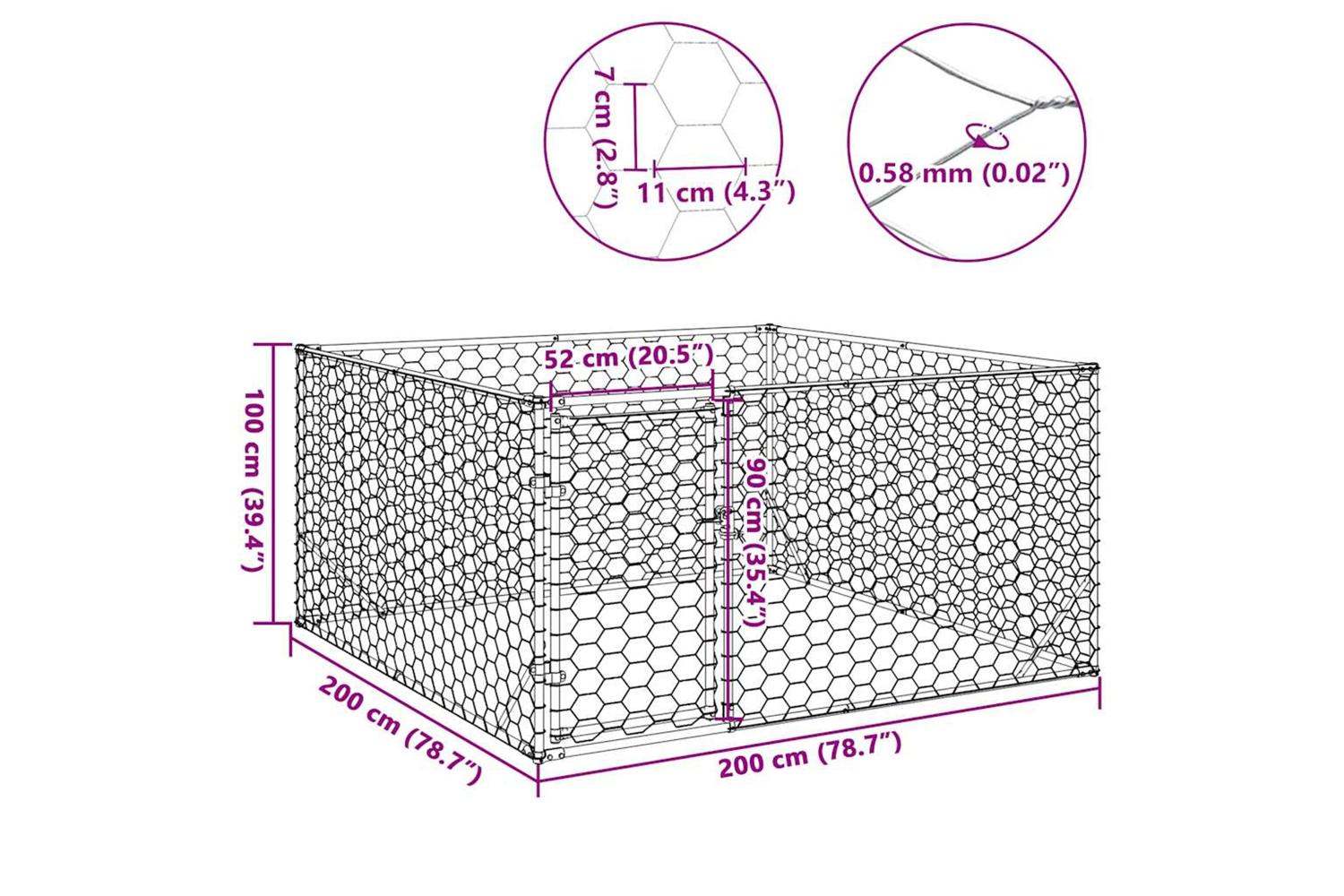 Outdoor Dog Kennel With Door 2x2x1 M Galvanised Steel-8