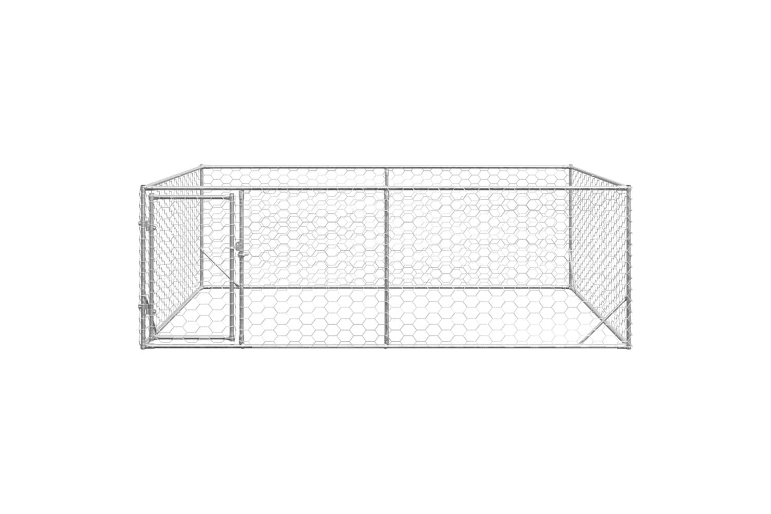 Outdoor Dog Kennel With Door 3x2x1 M Galvanised Steel-3