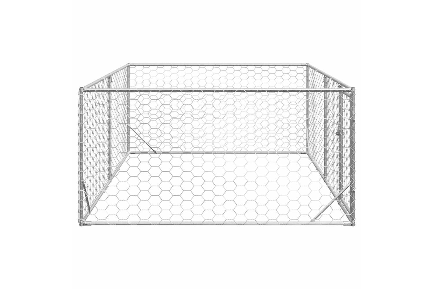 Outdoor Dog Kennel With Door 3x2x1 M Galvanised Steel-4
