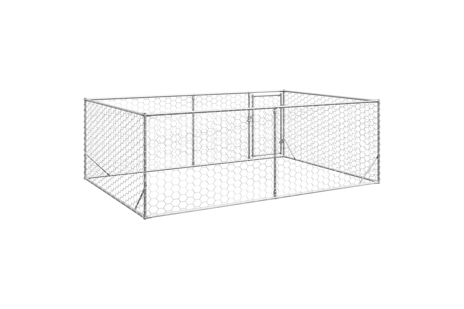 Outdoor Dog Kennel With Door 3x2x1 M Galvanised Steel-5