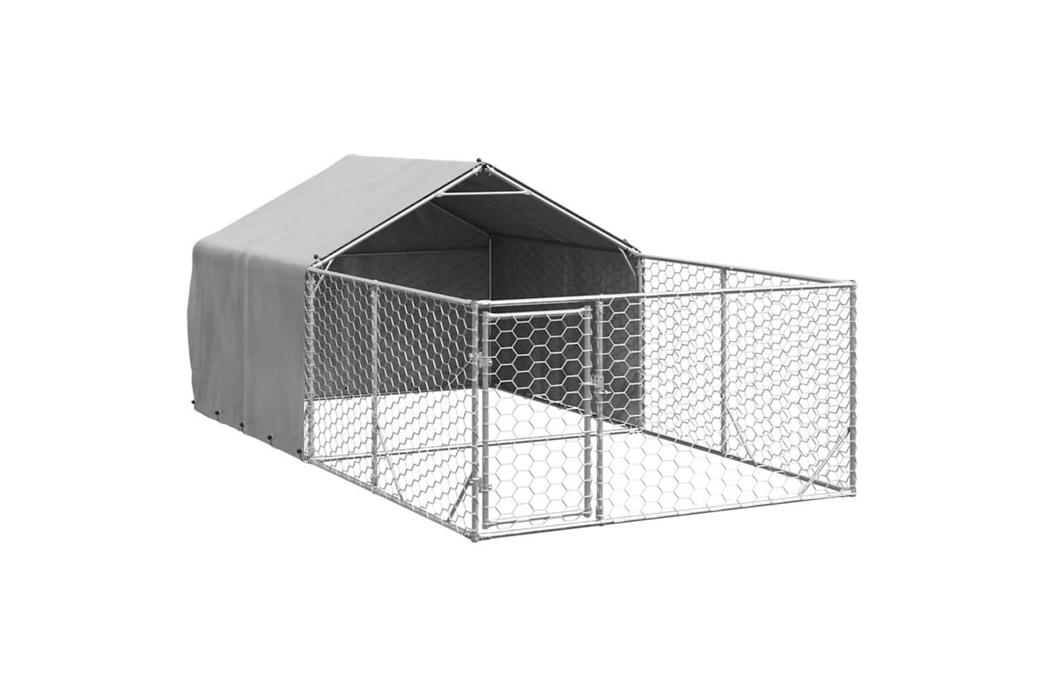 Outdoor Dog Kennel With Run 4x2x15 M Galvanised Steel-2