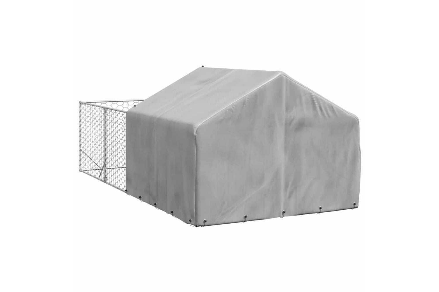 Outdoor Dog Kennel With Run 4x2x15 M Galvanised Steel-5
