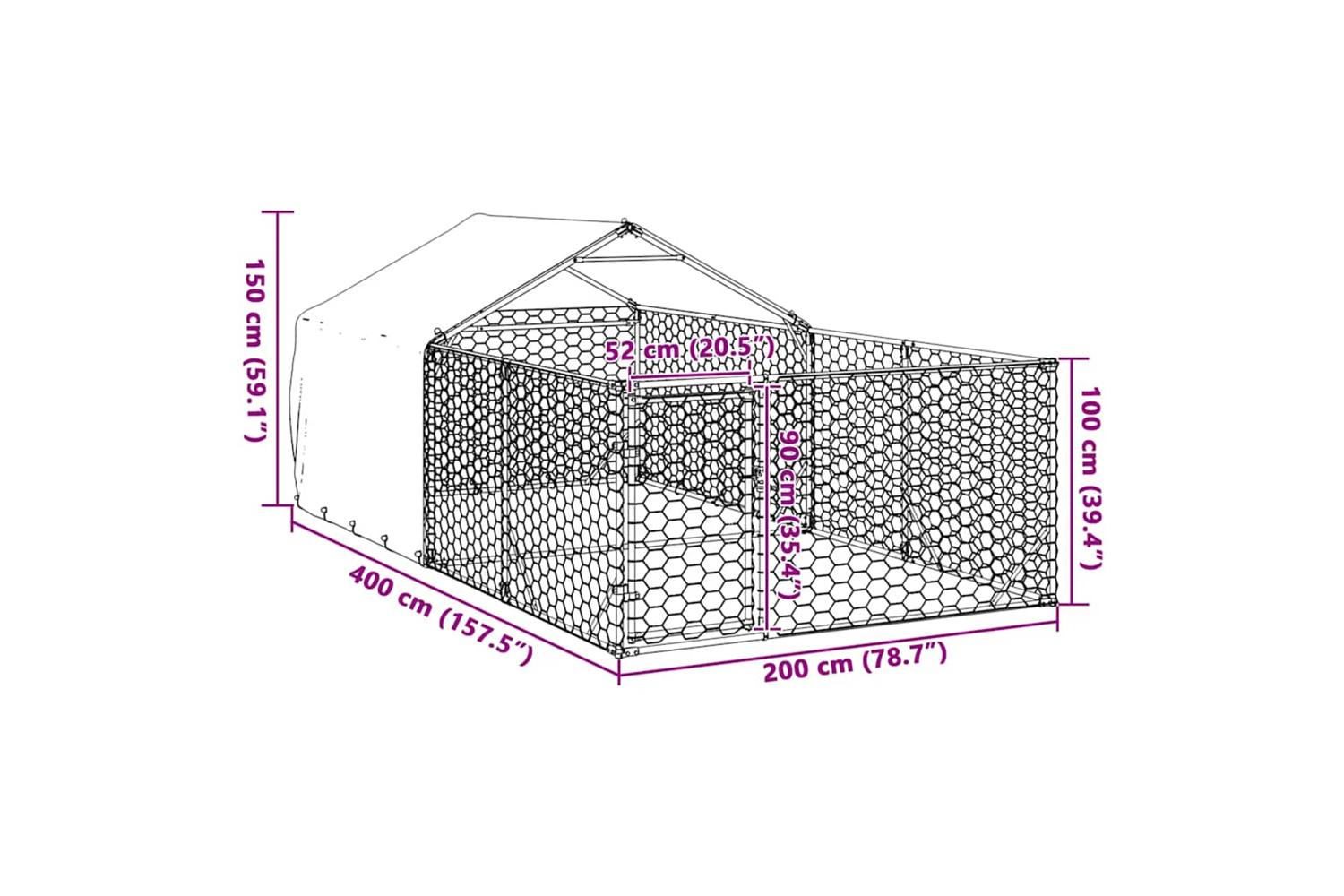 Outdoor Dog Kennel With Run 4x2x15 M Galvanised Steel-8