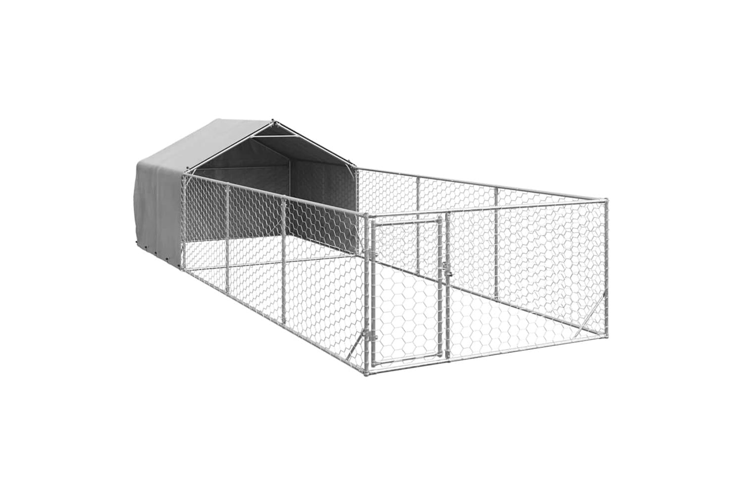Outdoor Dog Kennel With Run 7x2x15 M Galvanised Steel-2