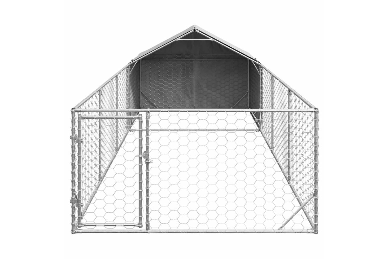 Outdoor Dog Kennel With Run 7x2x15 M Galvanised Steel-3