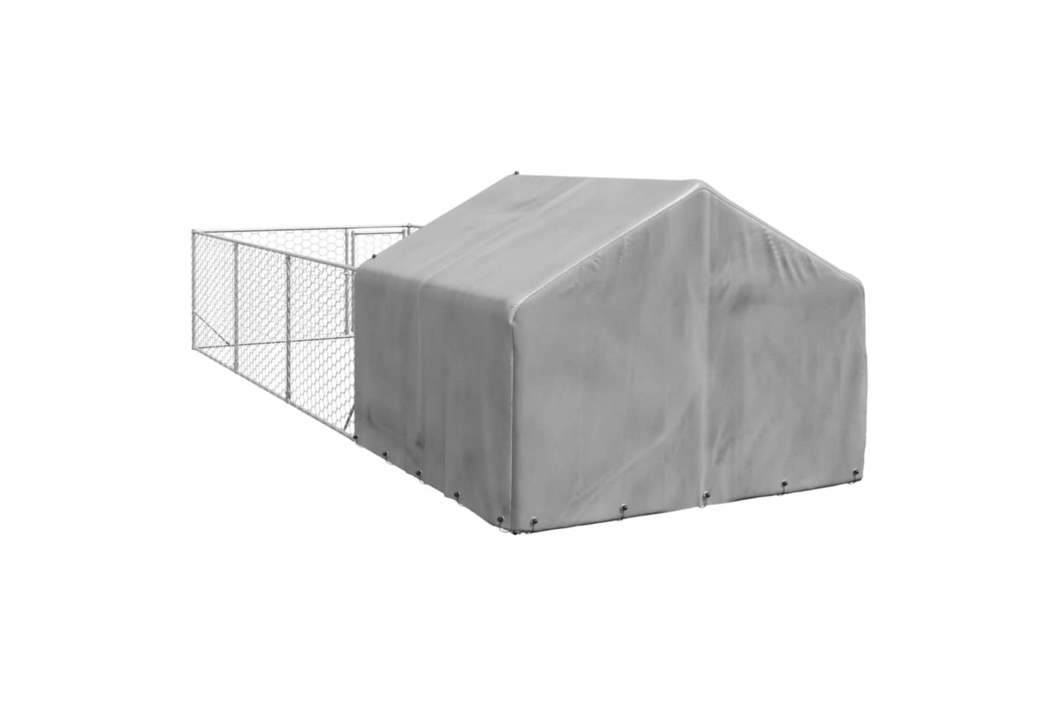 Outdoor Dog Kennel With Run 7x2x15 M Galvanised Steel-5