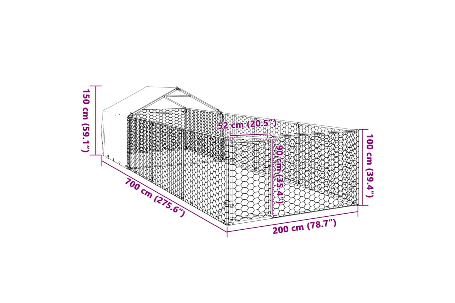 Outdoor Dog Kennel With Run 7x2x15 M Galvanised Steel-8