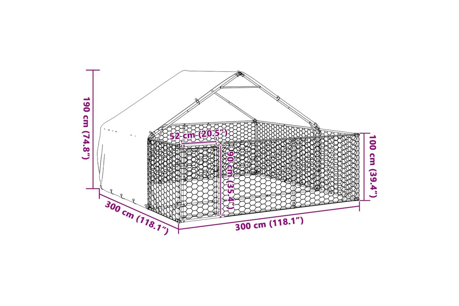 Outdoor Dog Kennel With Run 3x3x19 M Galvanised Steel-8